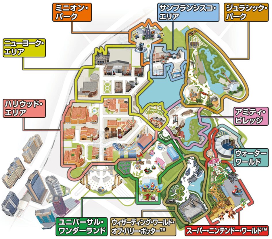 HISが作成したUSJの全体マップ画像